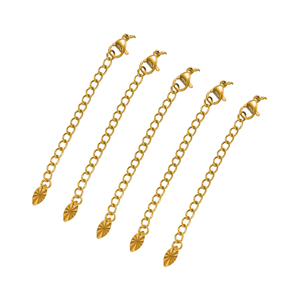 10pcs Stainless Steel Extension Extended Tail Chains Lobster Clasps Connectors DIY Jewelry Making Findings Bracelets Necklaces