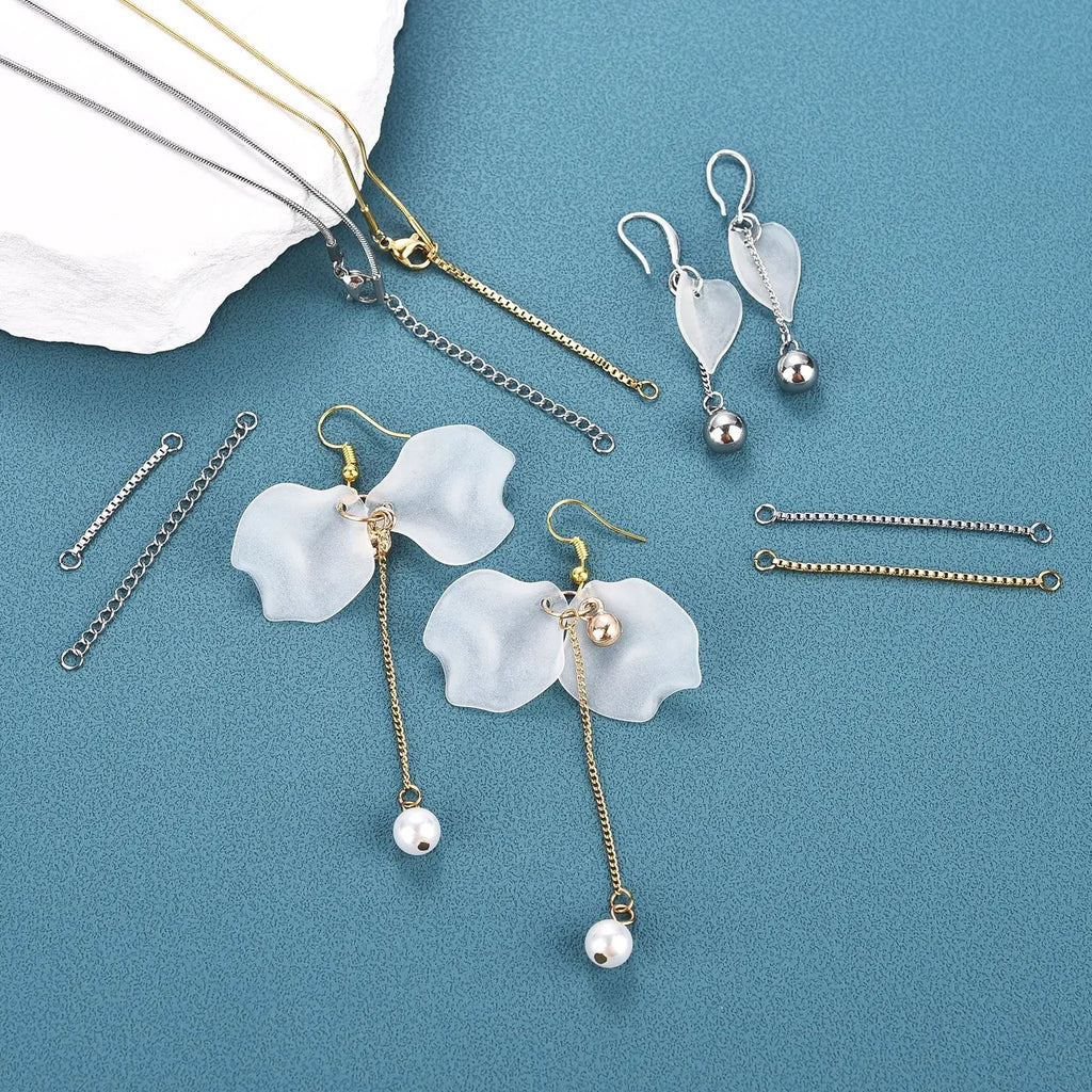 10pcs Stainless Steel Extension Chain No Fade Extended Connector Ball Tail Chain For Earrings Chain Necklace DIY Jewelry Making