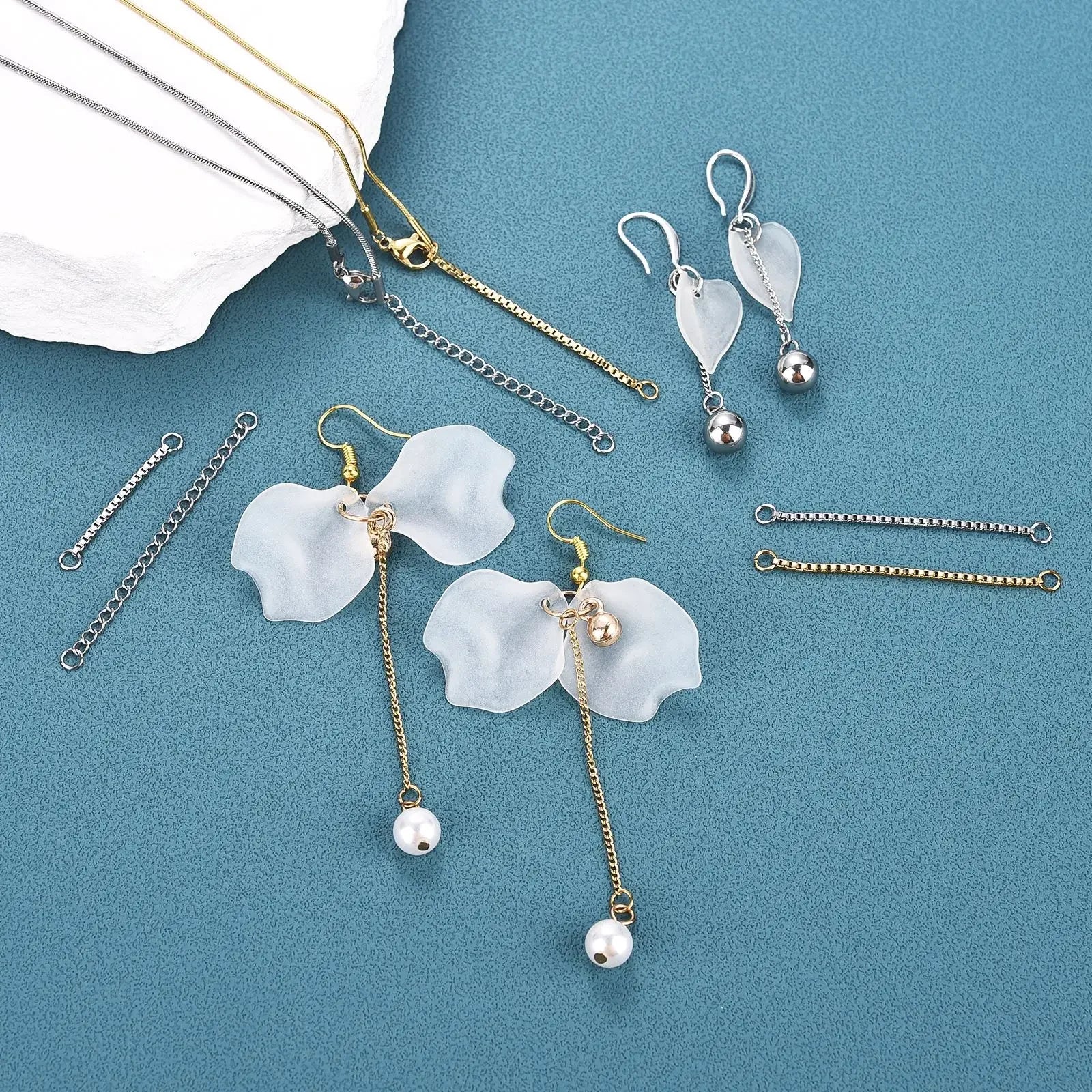 10pcs Stainless Steel Extension Chain No Fade Extended Connector Ball Tail Chain For Earrings Chain Necklace DIY Jewelry Making