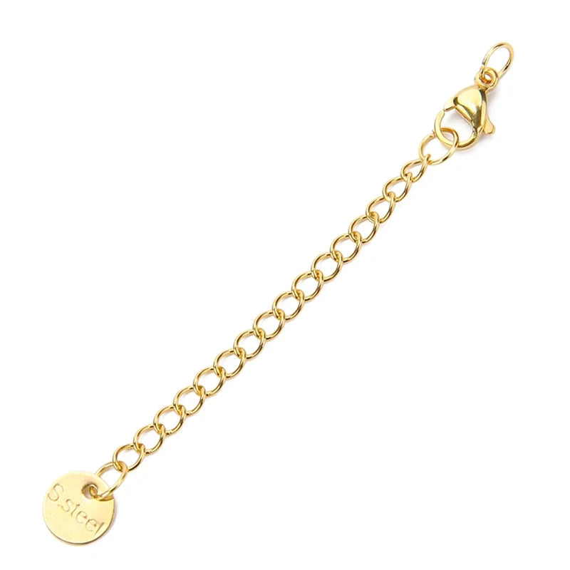 10pcs PVD Never Fade Stainless Steel Extender Extension Chain Extended Tail Chains Lobster Clasps For Necklace Jewelry Making