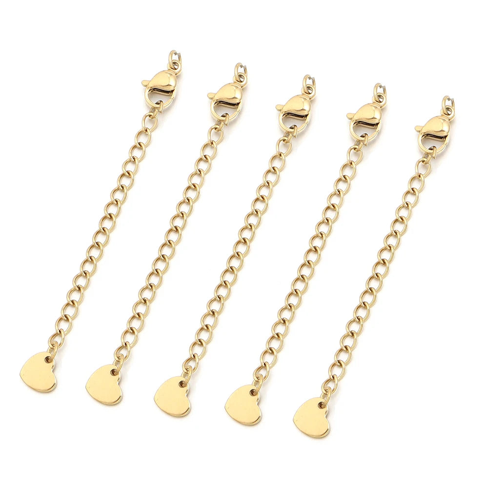 5-10pcs Stainless Steel Extension Chains With Lobster Clasps Connector Necklace Tail Chain For Jewelry Making DIY Accessories