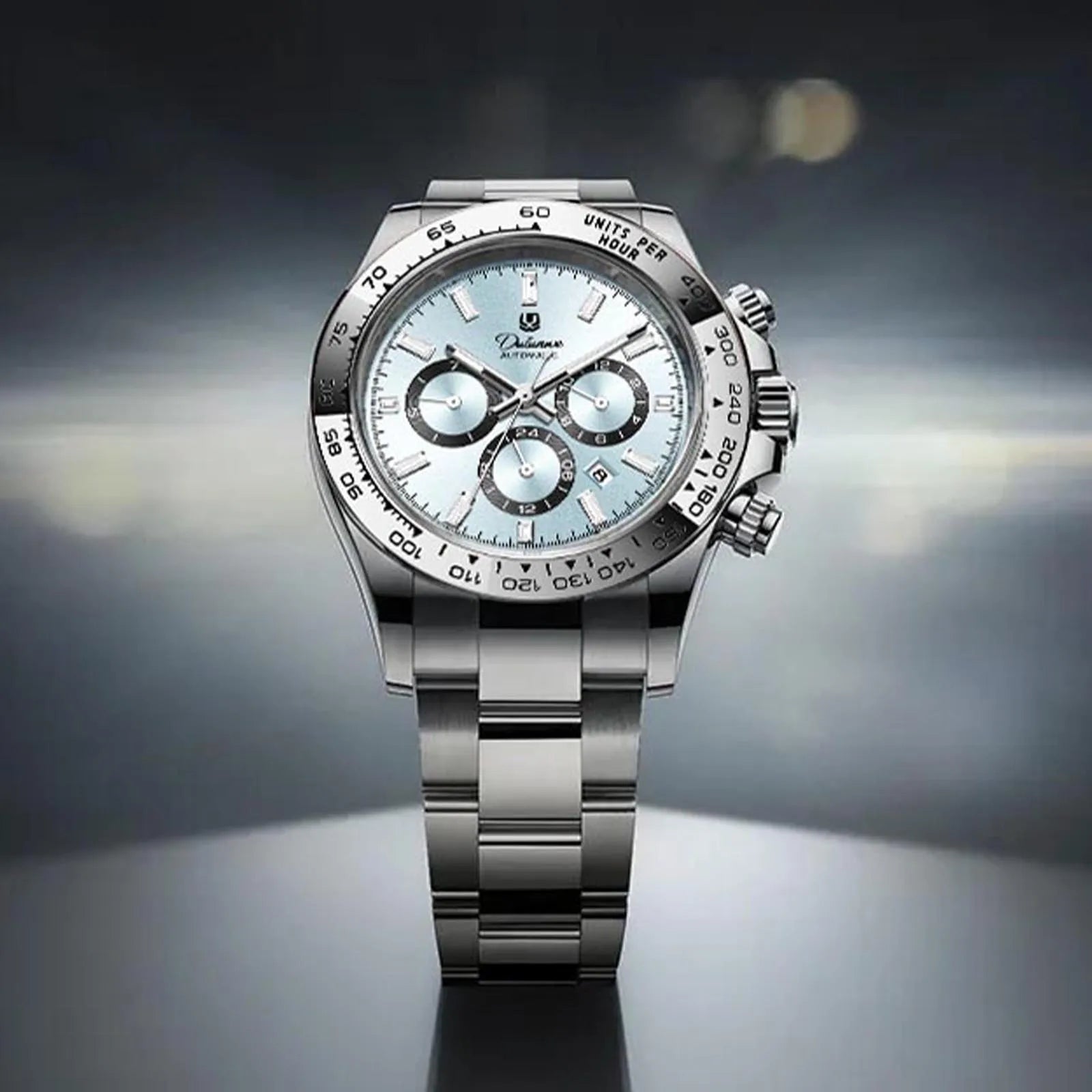 Dulunwe Men's Automatic Mechanical Watch Multi-Function Chronograph Small Dial Design Month Week 24 Hours Date