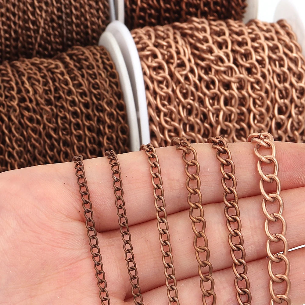 10yards/roll Flat 2-6mm Extension Thin Chain Metal Chain Extended Tail Chain DIY Necklace Body Chain Jewelry Making Accessories