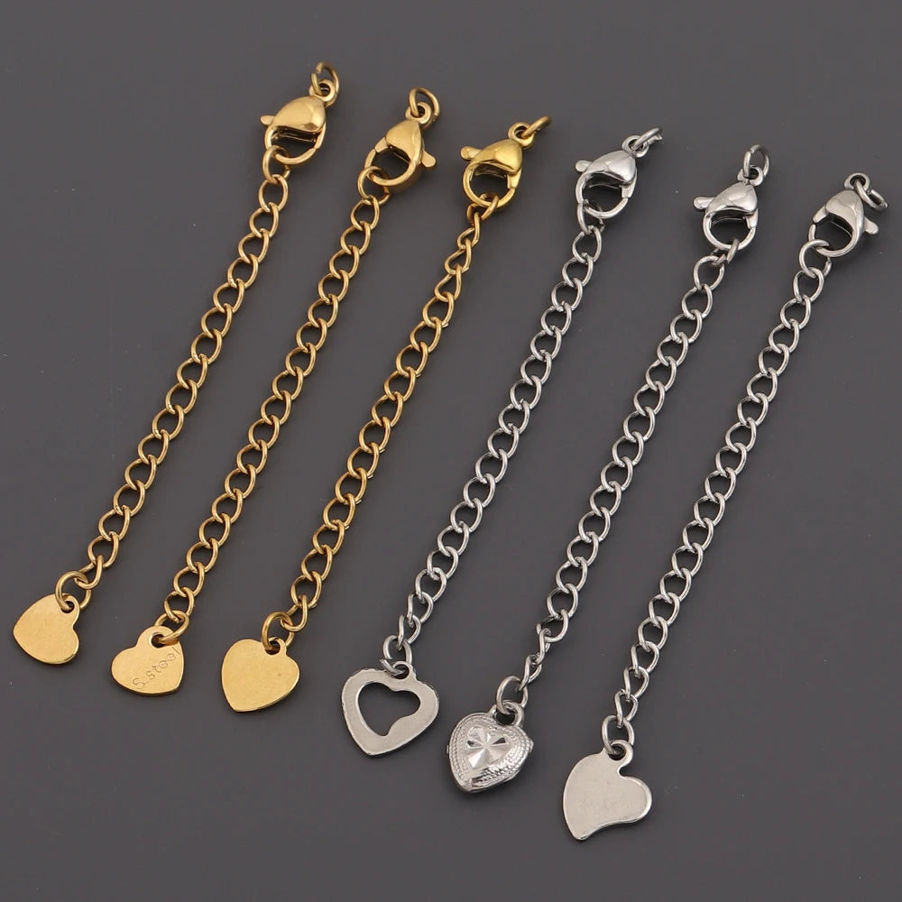 5-10pcs Stainless Steel Extension Chains With Lobster Clasps Connector Necklace Tail Chain For Jewelry Making DIY Accessories