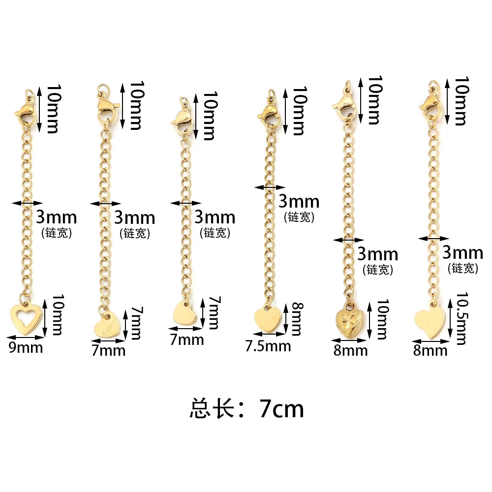 5-10pcs Stainless Steel Extension Chains With Lobster Clasps Connector Necklace Tail Chain For Jewelry Making DIY Accessories