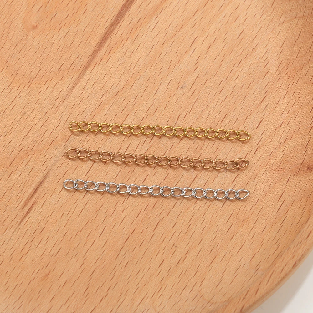 50pcs 5cm Stainless Steel Extension Chain Gold Necklace Bracelet Extender Tail Chains For Jewelry Making Supplies DIY Accessorie