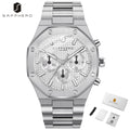 SAPPHERO Men's Watch Waterproof watch Chronograph function Date Glowing Hands Stainless Steel Watch Business  Watch For Men Gift