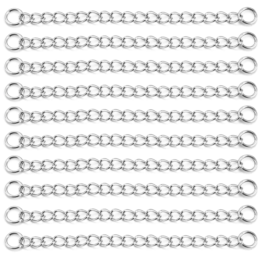 10pcs Stainless Steel Extension Chain No Fade Extended Connector Ball Tail Chain For Earrings Chain Necklace DIY Jewelry Making