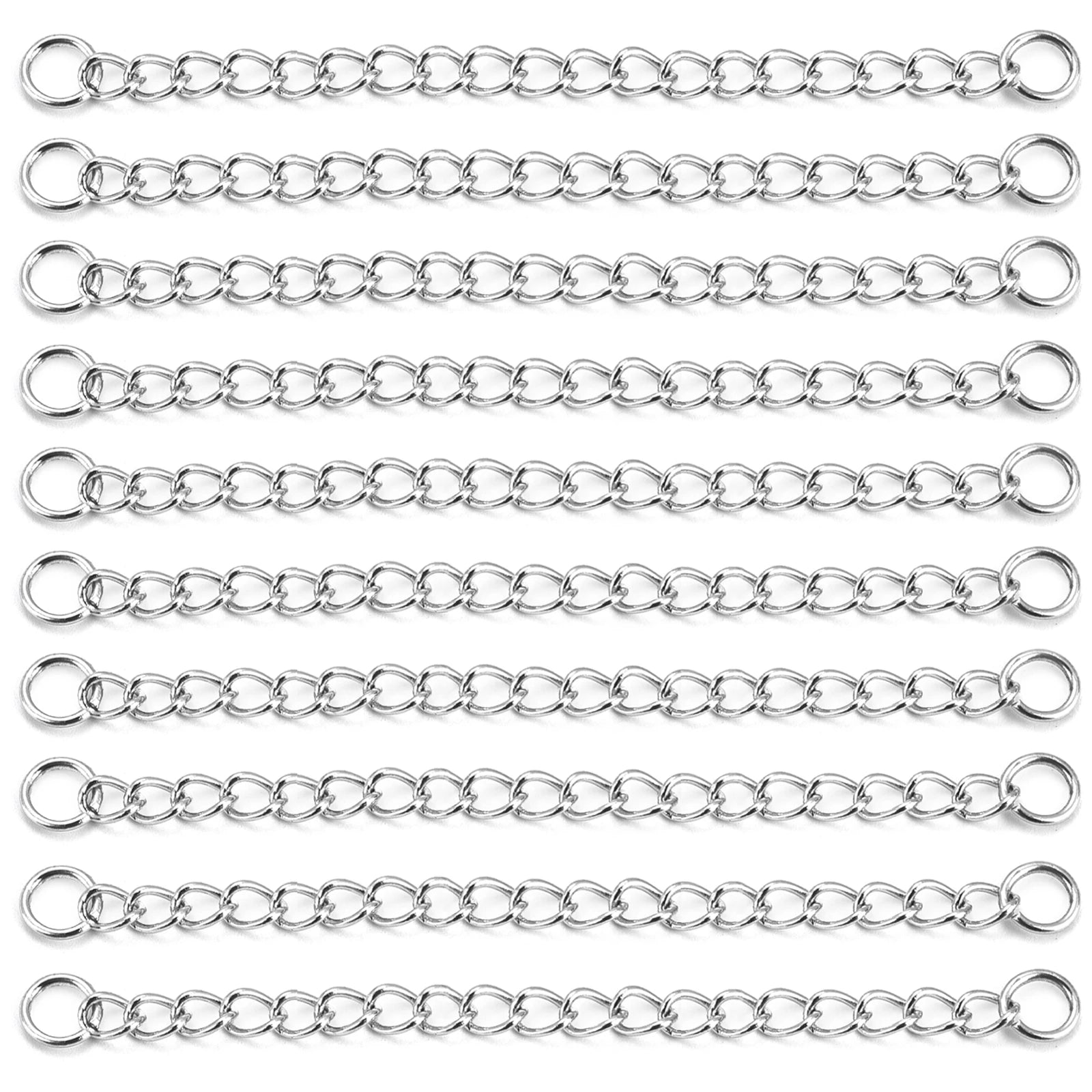 10pcs Stainless Steel Extension Chain No Fade Extended Connector Ball Tail Chain For Earrings Chain Necklace DIY Jewelry Making