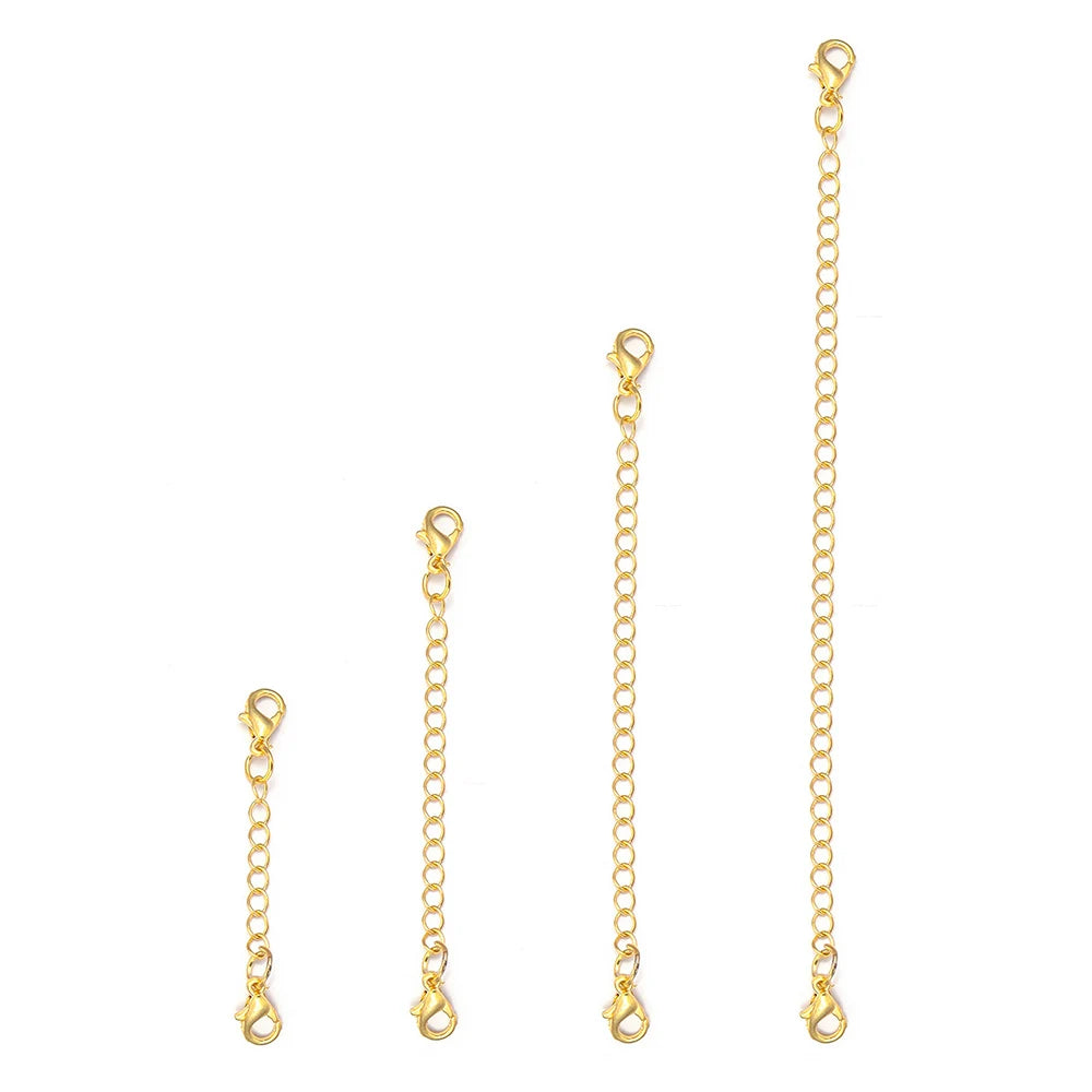 8pcs Plated Copper Extension Chain Lobster Clasps Connectors Metal Extended Tail Chains For Jewelry Making DIY Bracelet Necklace