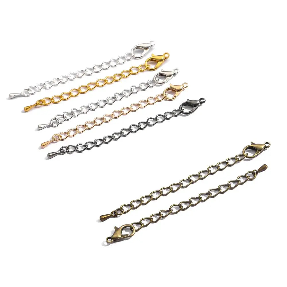 10Pcs/Lot 55mm Tone Extended Extension Tail Chain Lobster Clasps Connector For DIY Jewelry Making Findings Bracelet Necklace