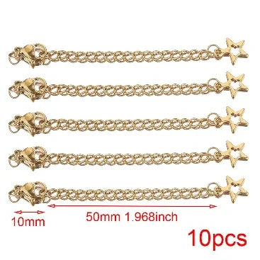 10pcs Stainless Steel Extension Extended Tail Chains Lobster Clasps Connectors DIY Jewelry Making Findings Bracelet Necklaces