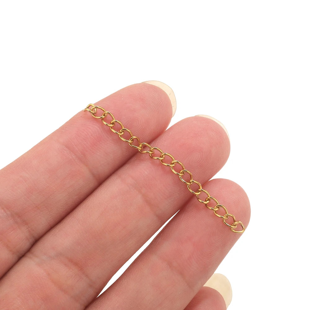 50pcs 5cm Stainless Steel Extension Chain Gold Necklace Bracelet Extender Tail Chains For Jewelry Making Supplies DIY Accessorie